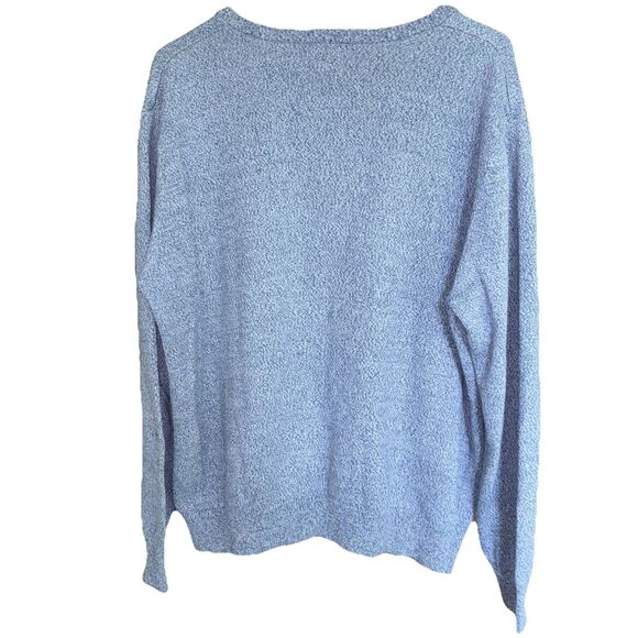 LL Bean Men Large V-Neck Sweater 100% Cotton Blue Soft Comfortable Casual Prep - Picture 2 of 7